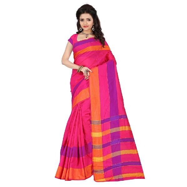Designer pure silk cotton saree, Color : PINK