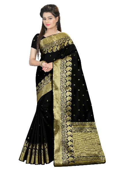 Stutti Fashion PURE SILK BLACK SAREE