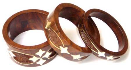 Wbngl 1479 Brass Inlay Wooden Bangle