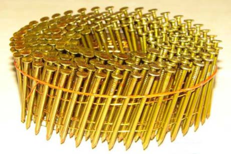 Brass Polished Coil Nails, for Fittings, Grade : AISI