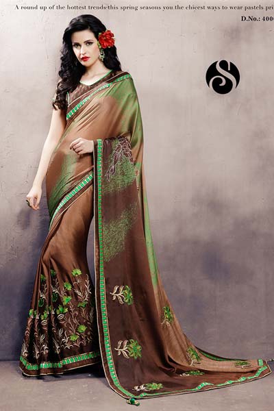 Classic embroidery printed saree