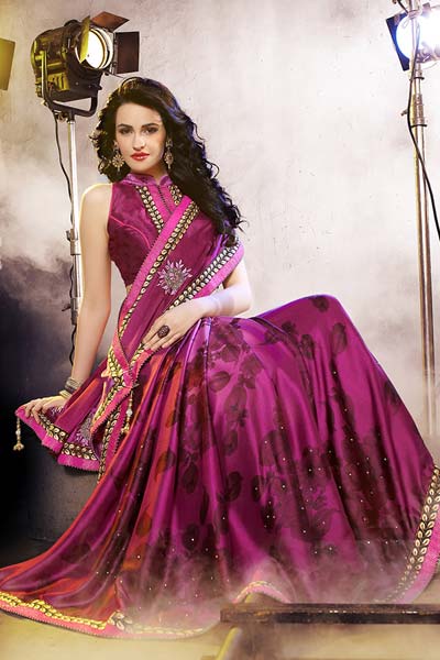 Heavy embroidery printed saree