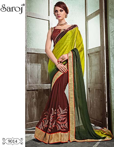 Saroj textiles Georgette material Lovely Fancy Designer Saree