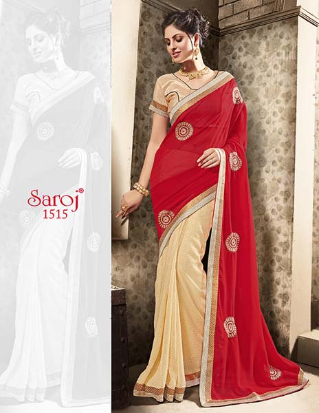 Saroj Red Designer Fancy Saree