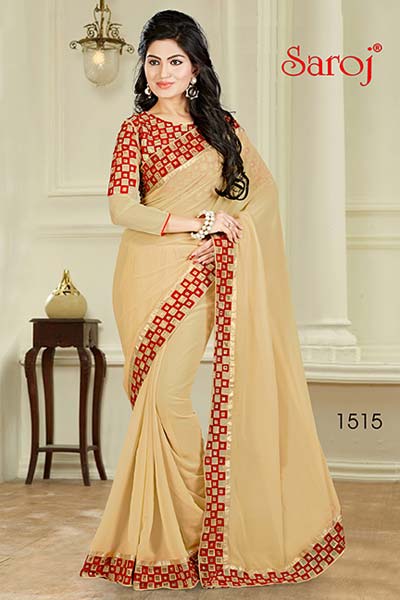 Dimple plain Saree With Embroidery Border Saree at Rs.5512/Catalogue in  surat offer by Ajmera Fashion