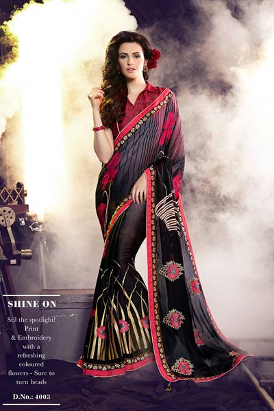 Stunning embroidery printed saree