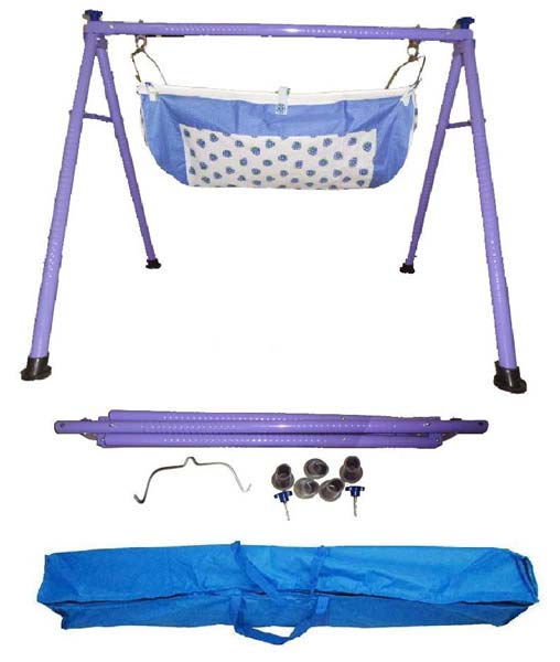 Purple Color Round Pipe Folding Baby Cradle