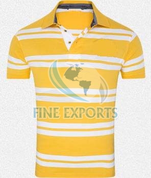 Yellow And White Stripe Polo T-shirt