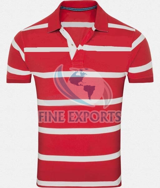 Red and White Stripe Polo T-shirt