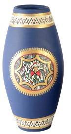 Exclusivelane Terracotta Hand Painted Vase Blue