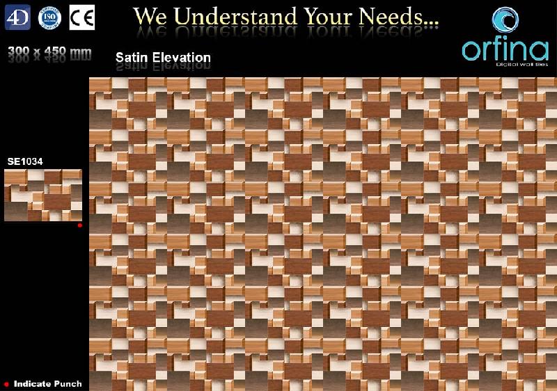 12x18 inch satin elevation brown color digital wall tiles