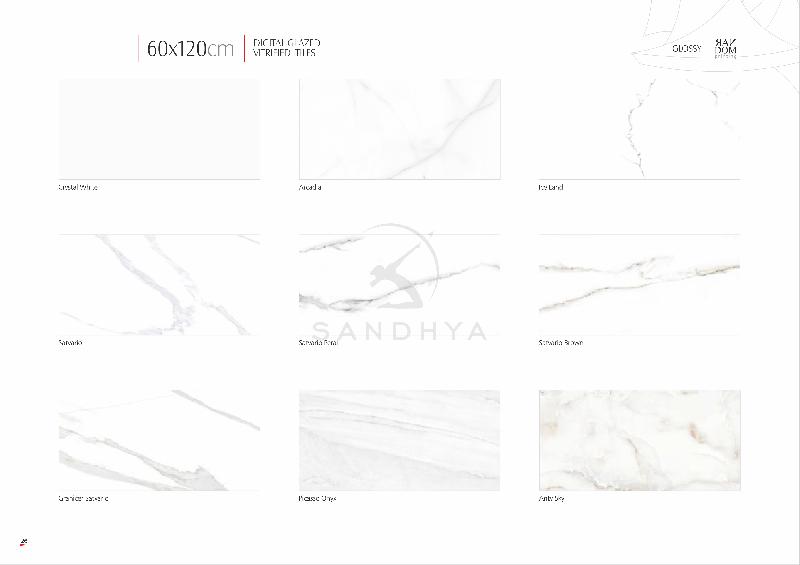 80x120 cm white colour with high glossy finish vitrified tiles from india