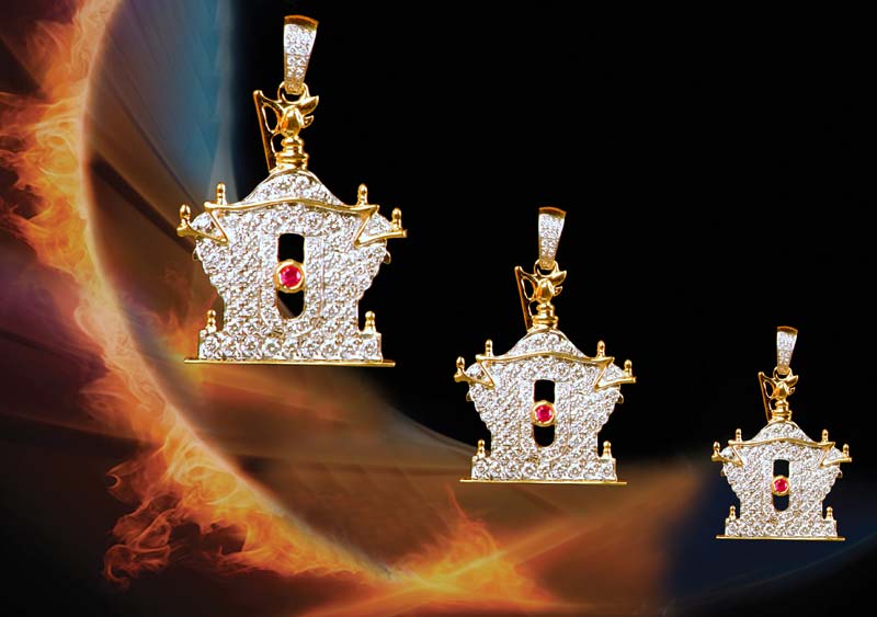 Aksharderi Real Diamond Pendents 18 K Gold Jewellery