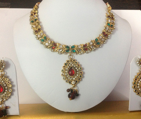 Kundan Meena Necklace/ Earrings Set/ Fashion Jewelry