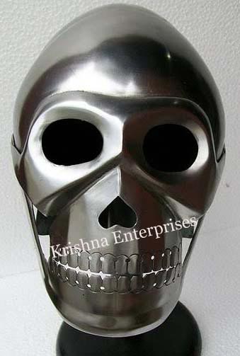 Nickel Finish Armor Skull Helmet