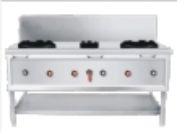 Chinese Cooking Range Three Burner (With Water Spray & Drain) With One Under Shelf