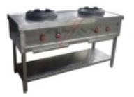 Chinese Cooking Range Two Burner With One Under Shelf