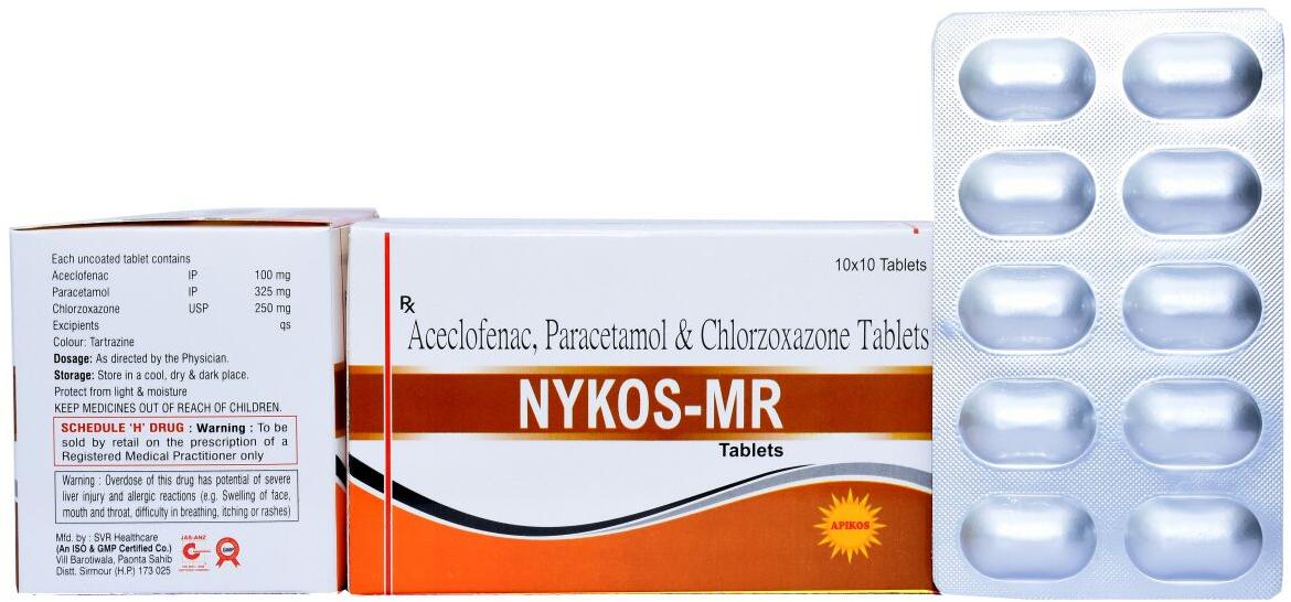 Aceclofenac Paracetamol and chlozoxazone Tablets