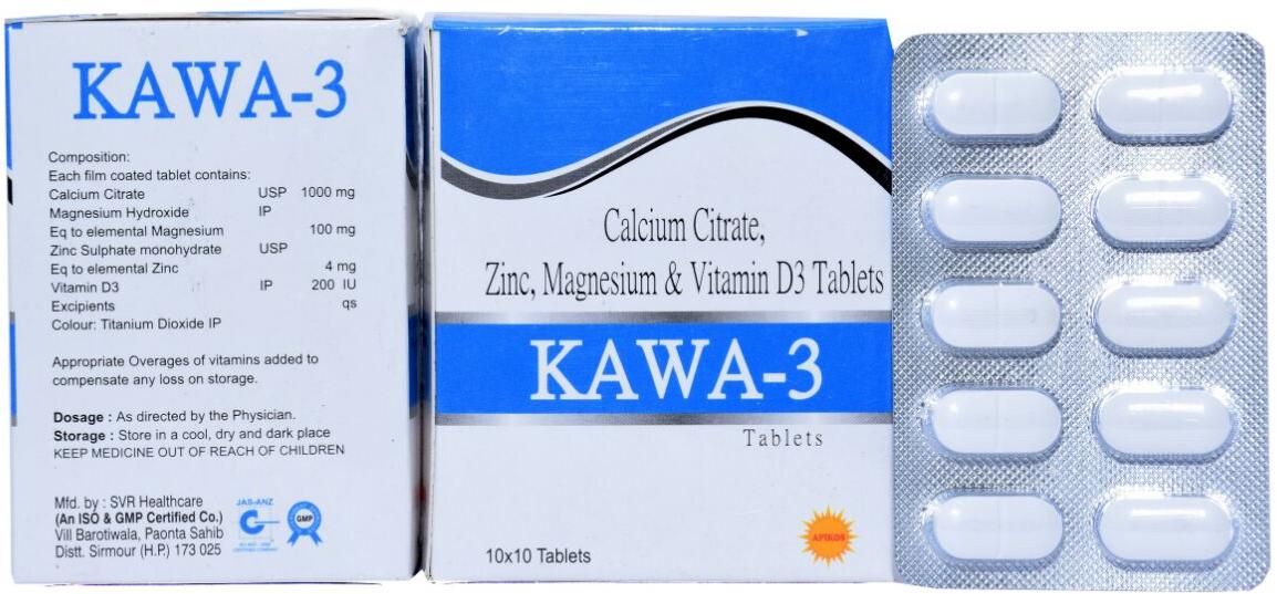 Calcium Citrate 1000 IU + Vit D3 200 iu +Zinz 4mg+ Magnesium 100 mg