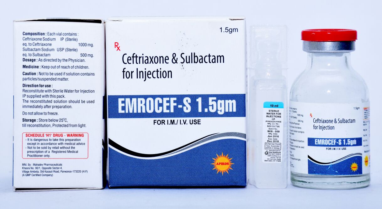 Ceftriaxone  sulbactum 1.5 mg injection