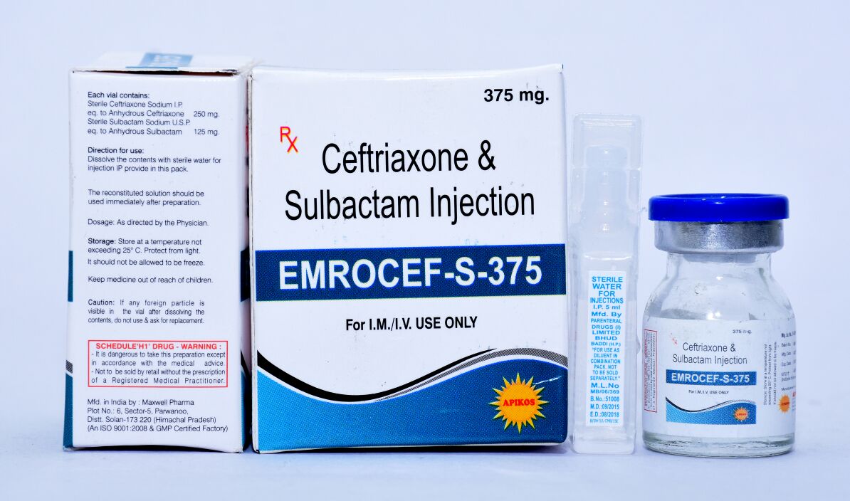 Ceftriaxone sulbactum 375 mg Injection