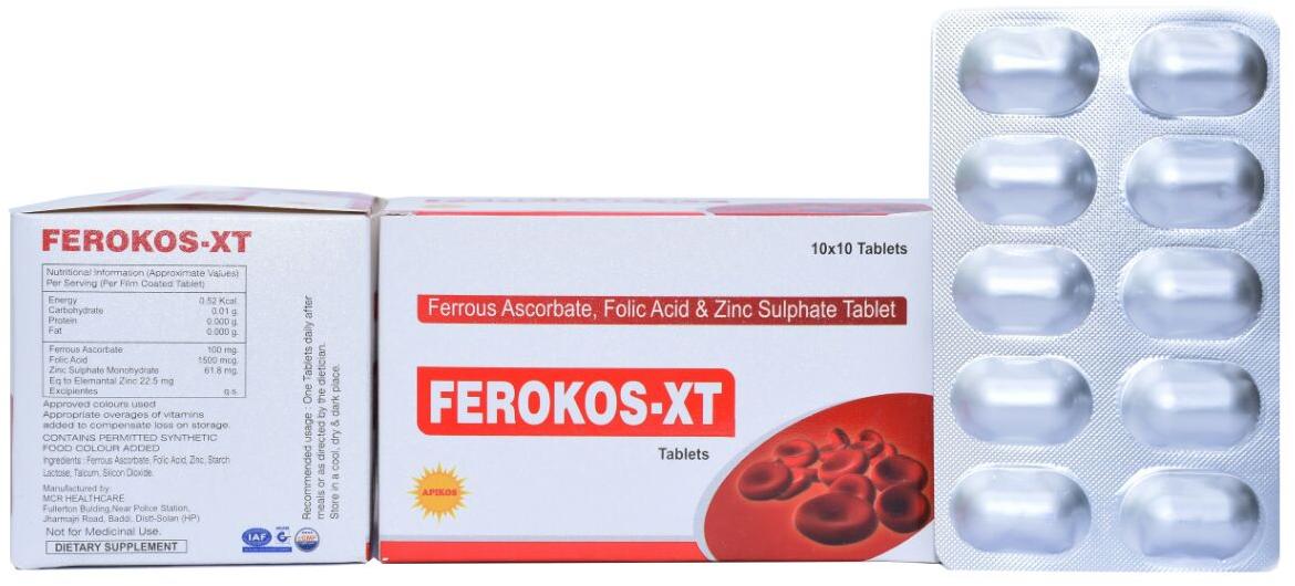 Ferrous Ascorbate 100mg +Folic Acid 1.5 mg + Zinc Sulphate 22.5 mg