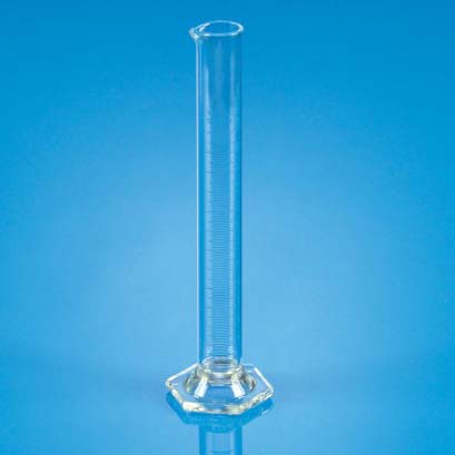 Glass Hexagonal Base Measuring Cylinder, for Industrial, Chemical Laboratory, Feature : Breakage Resistant