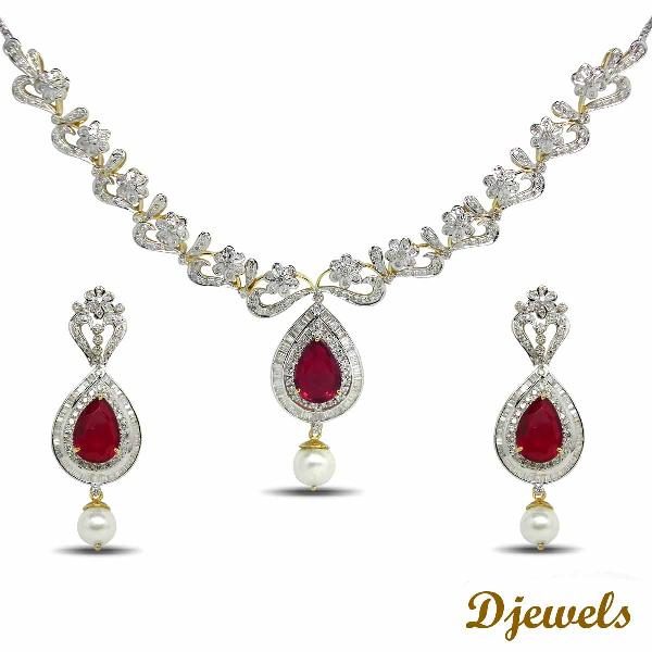 Djewels Gold Connie Diamond Necklace Set, Gender : Ladies