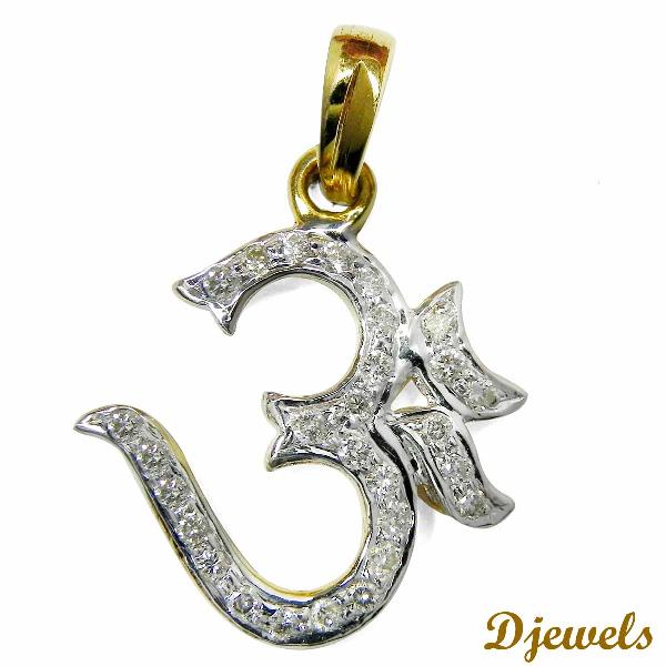 Djewels Gold Diamond Om Pendant, Gender : Ladies