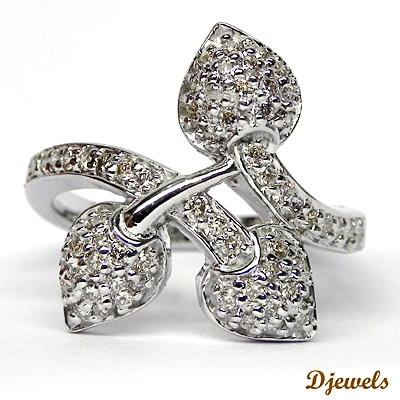 Djewels Gold White Dimaond Ladies Ring, Main Stone : Diamond