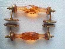 Brass Amber Glass Door Handles
