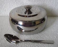 Stainless Steel Apple Sugar Pot with Spoon