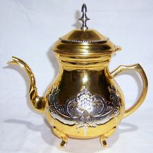 Large Arabic Gold Silver Teapot