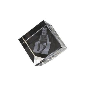 4x4x4 Cm Aadya 3D Crystal Paper Weight Crystal Edge Cut Cube