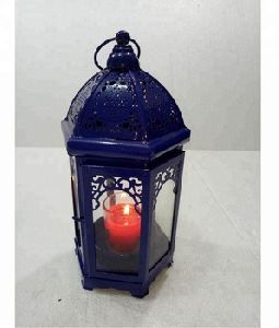 Dual Panel Blue Color Small Moroccan Lantern