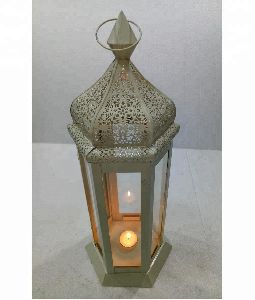 White Color Table Top Moroccan Lantern