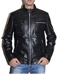 Mens Sword Black Lambskin Leather Biker Jacket