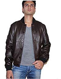 Mens Sword Brown Lambskin Leather Biker Jacket