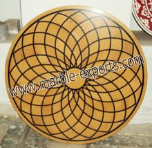 Round Yellow Overlay marble pietra dura table top