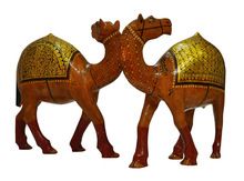 Handcrafted Wooden Gold Plated Camels