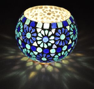 Mosaic glass votive candle holders