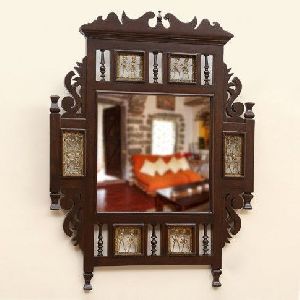 teak wood maharaja wall mirror