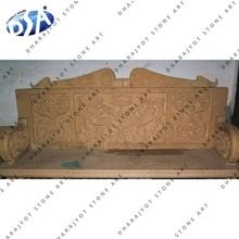 beige marble carved backed bench