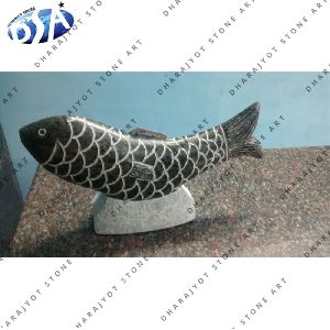 Black Marble Fish Statue
