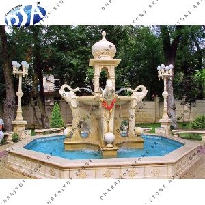 Pink Sandstone Elephant Fountain Statues