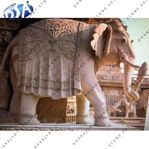 Pink Sandstone Elephant Statue