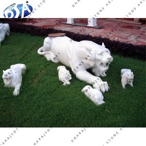 pure white marble lion statue