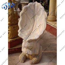 sandstone leaf carved seat bench