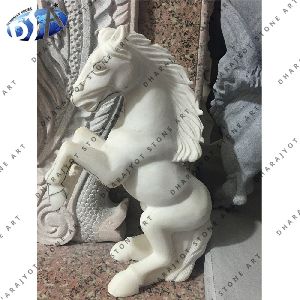 White Marble Standing Horse Statue