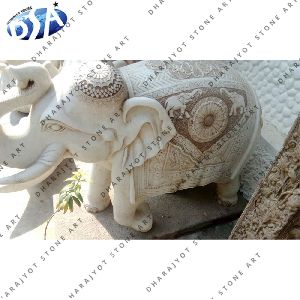 white sandstone carving elephant statue